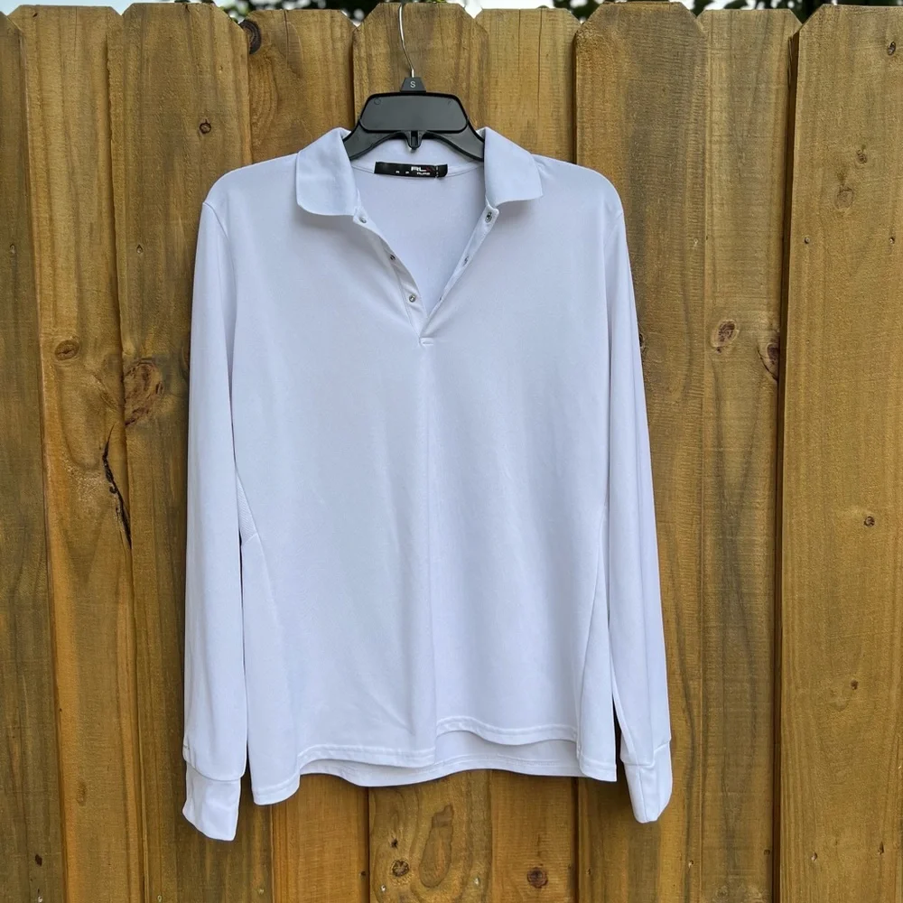 Ralph Lauren RLX Long Sleeve Snap Buttons White Polo Men’s